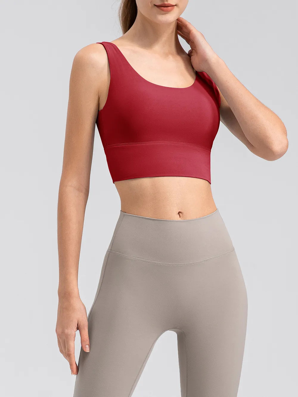 Scoop Neck Wide Strap Active Tank in Coral for Women