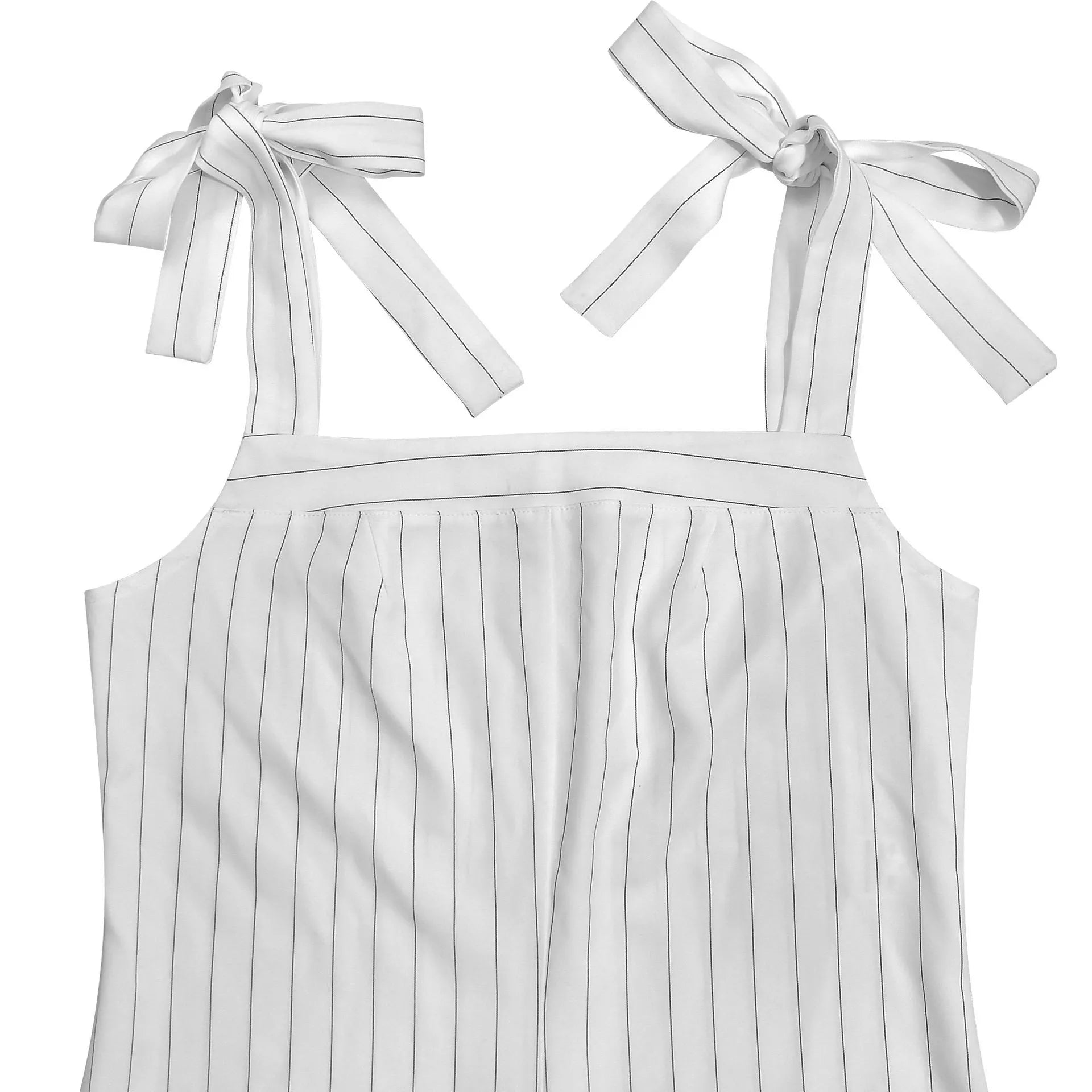 Striped Tie-Shoulder Wide Leg Jumpsuit for Women