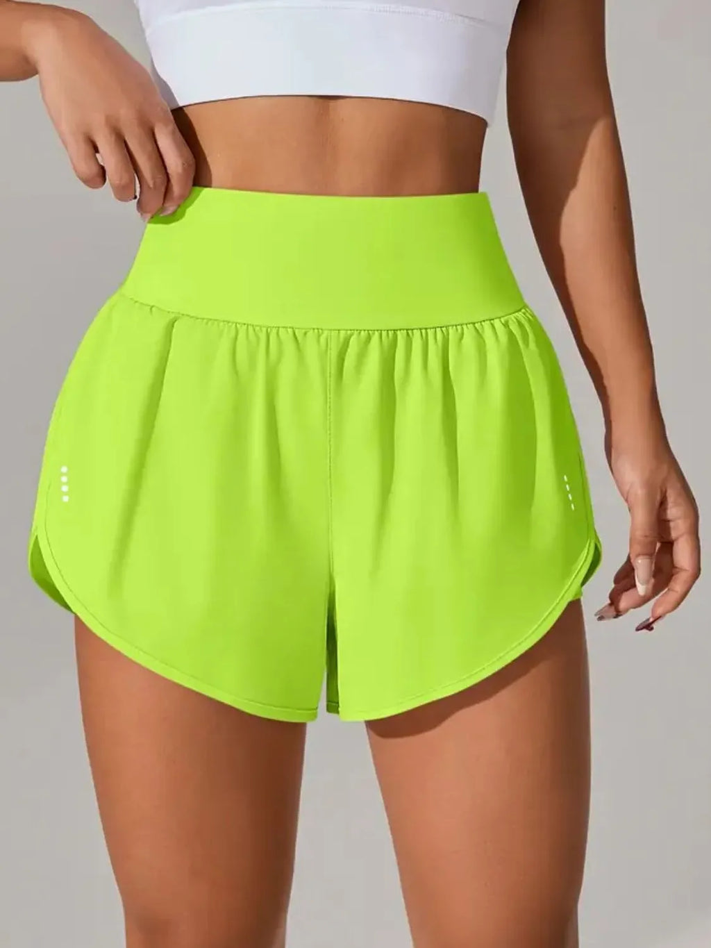 Pocketed High Waist Active Shorts in Light Blue for Women