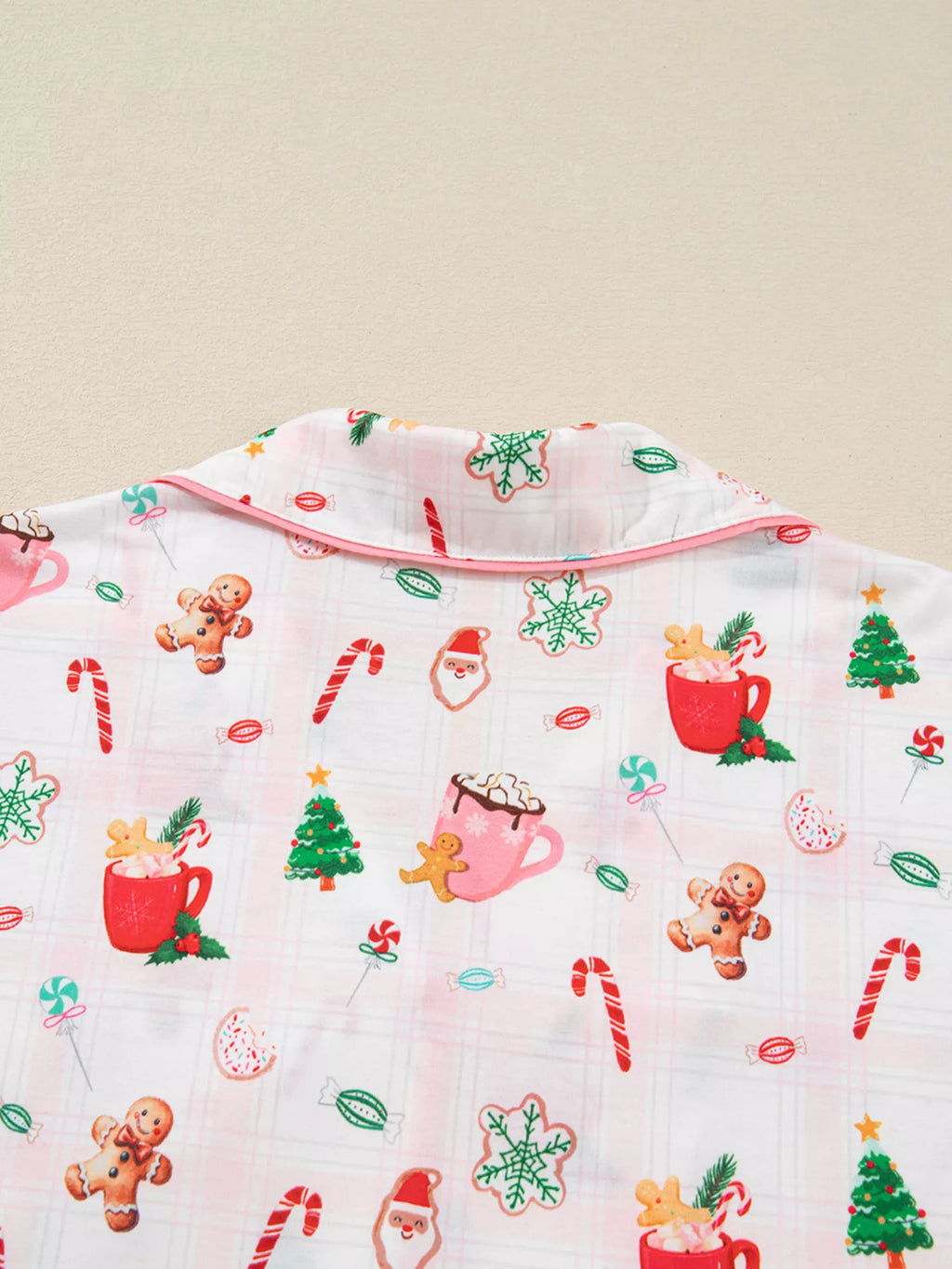 Christmas Spirit Cute Holiday Print Short Sleeve Shirt and Pants 2pcs Pajama Set for Women