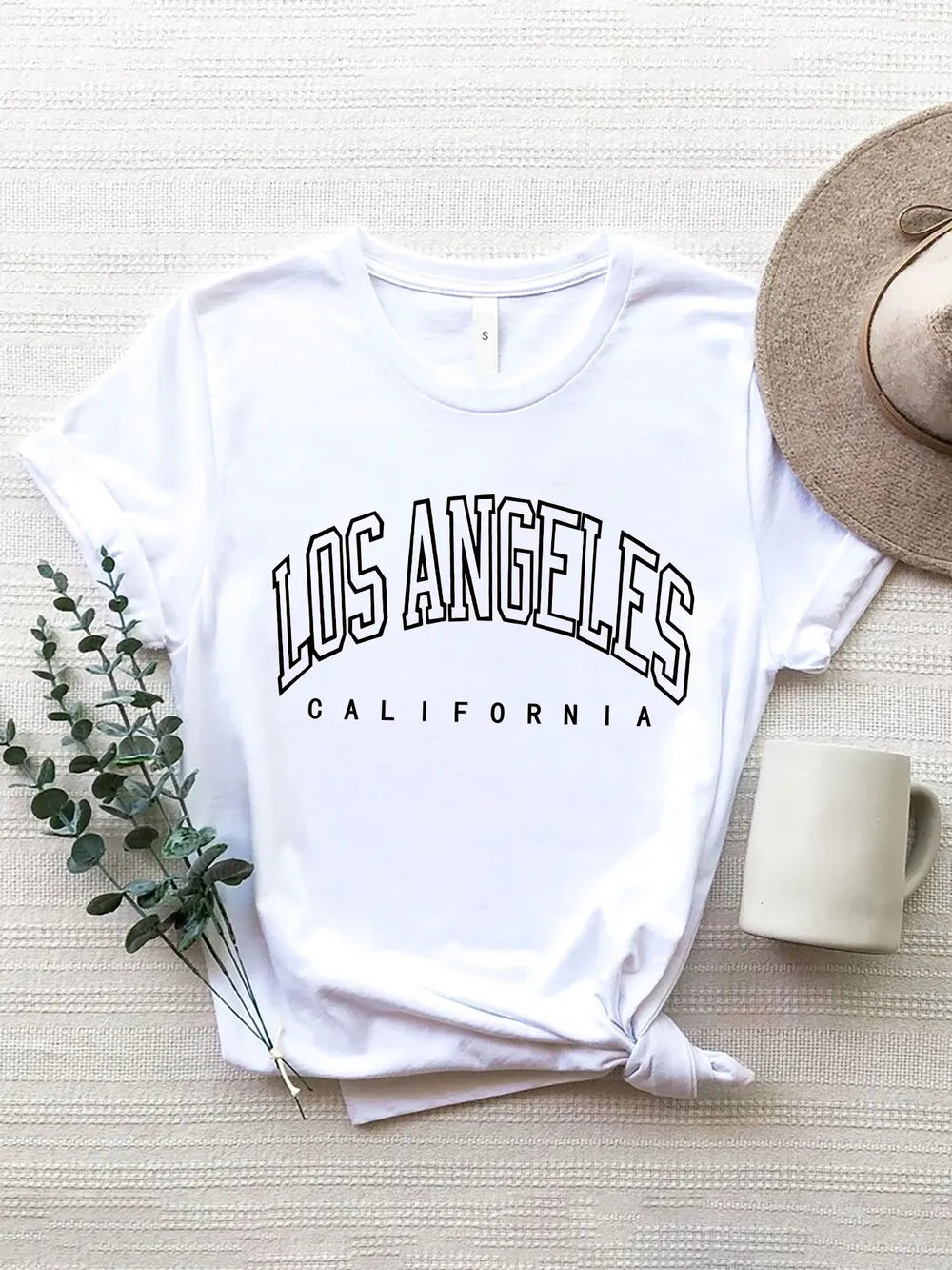 Los Angeles California Round Neck T-Shirt in Gray for Women