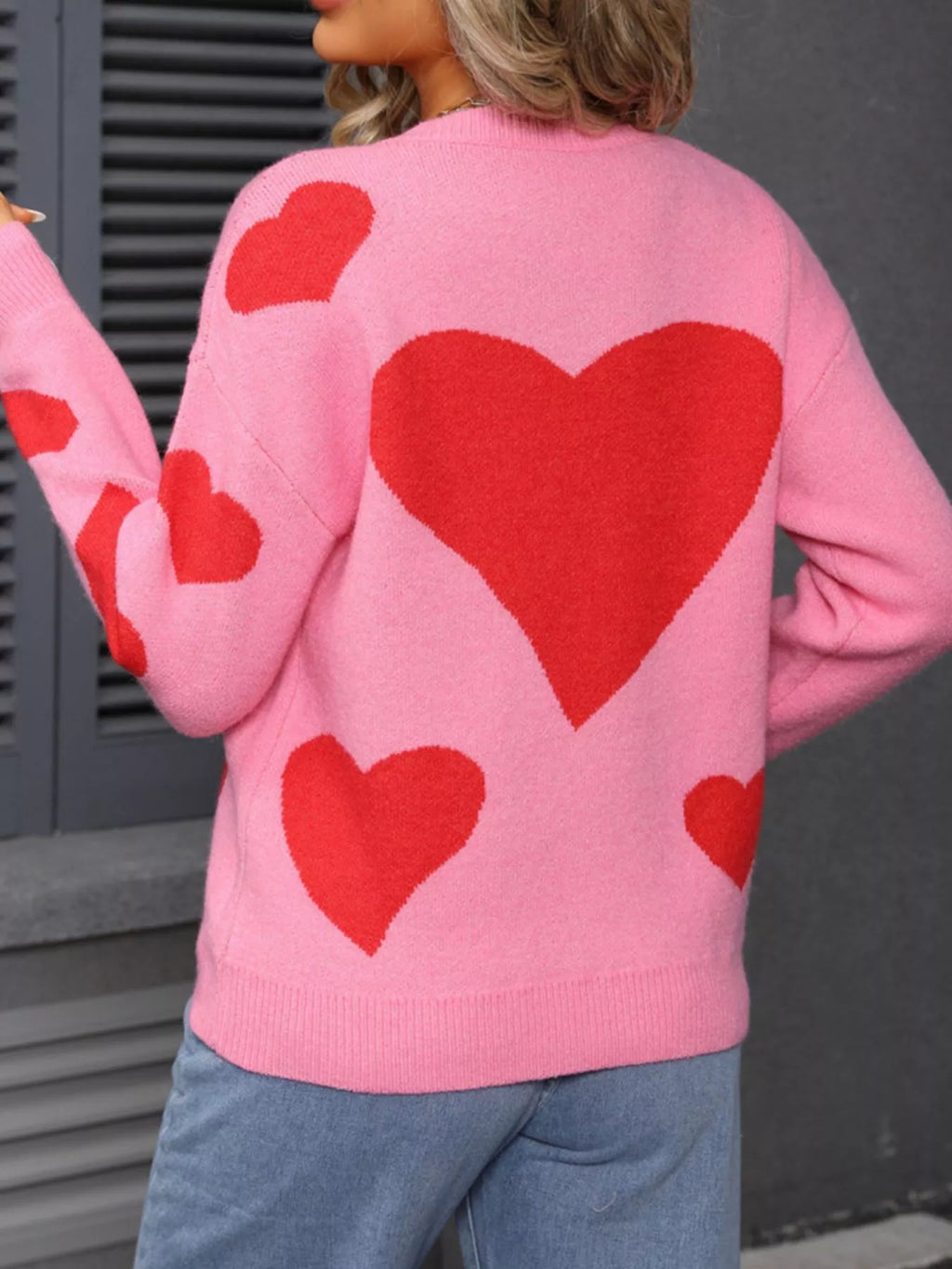 Valentines Day Heart Crew Neck Sweater in Classic for Women