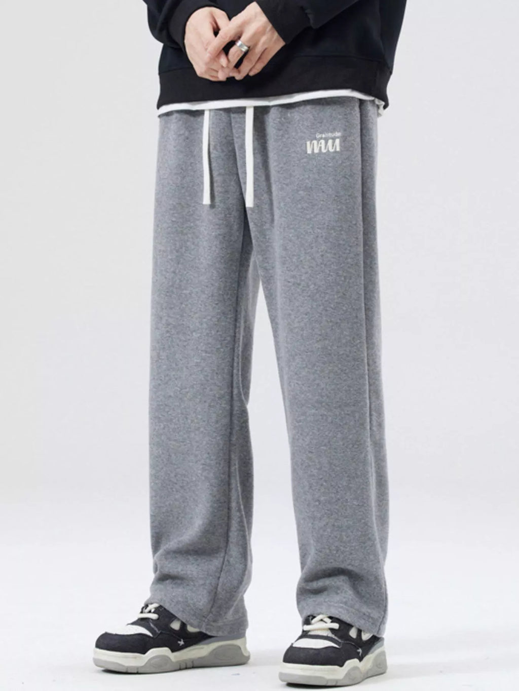 Casual Loose Fit Sweatpants Plus Size in Apricot in Black for Men