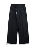 Plus Size Corduroy Wide Leg Drawstring Pants in Black for Men