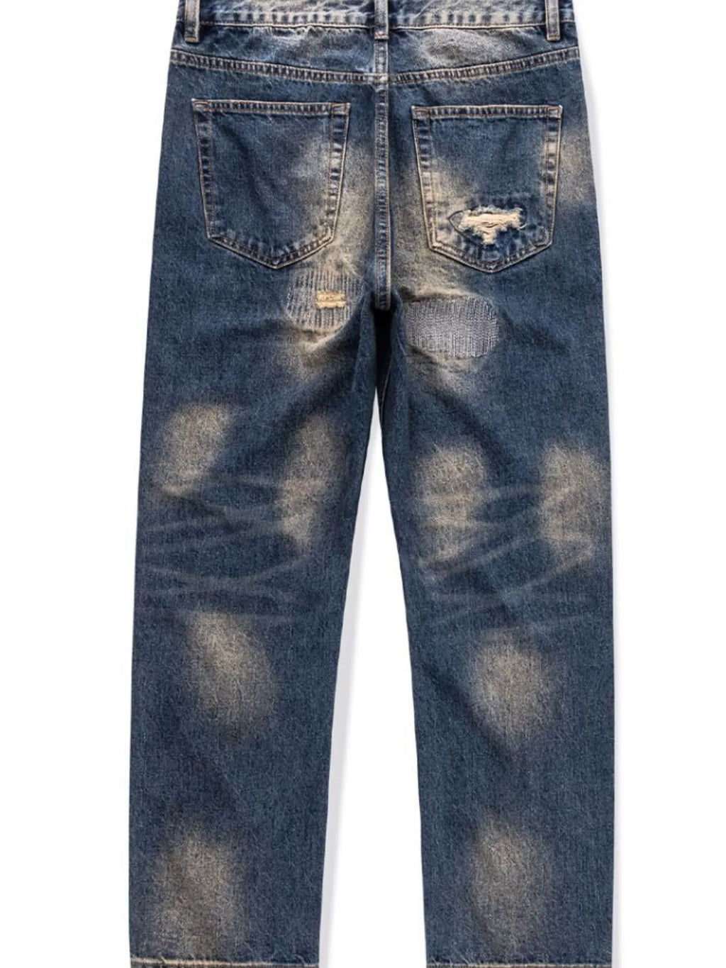 Distressed Wash Relaxed Fit Wide Leg Jeans in Blue for Men