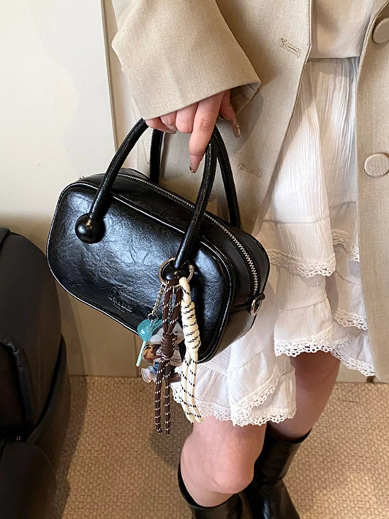 Top Handle Crossbody Bag in Black for Women