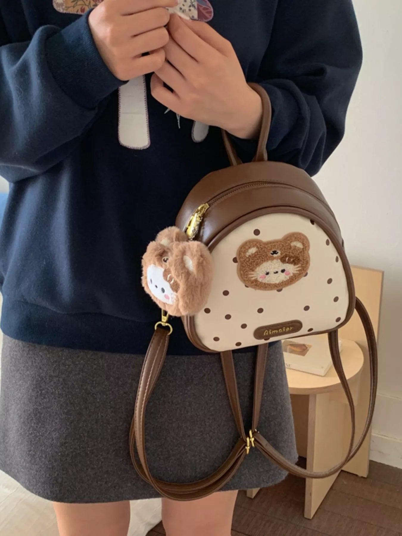 Cartoon Bear Backpack Bag for Women