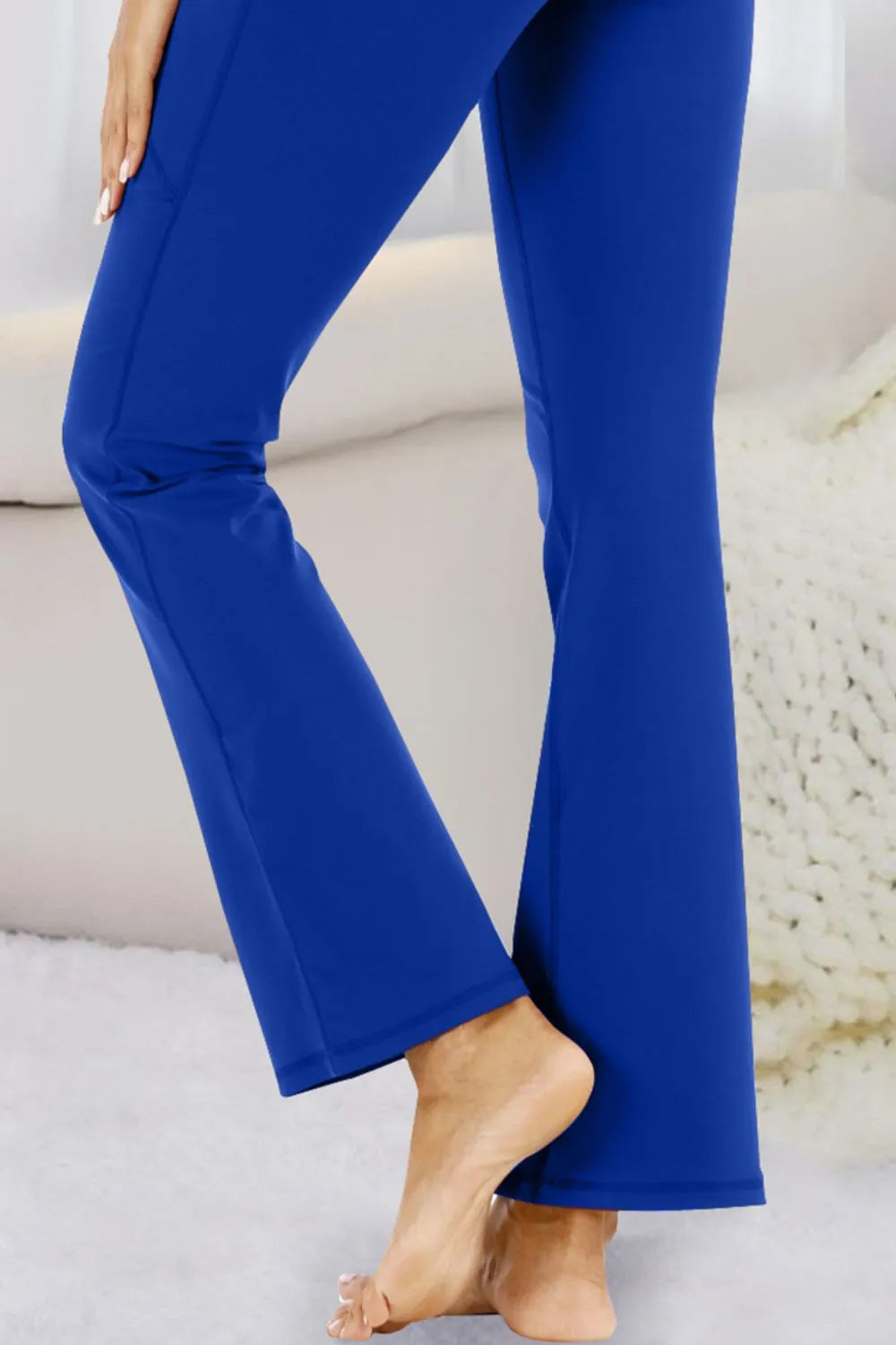 Pocketed High Waist Active Pants in Burgundy for Women