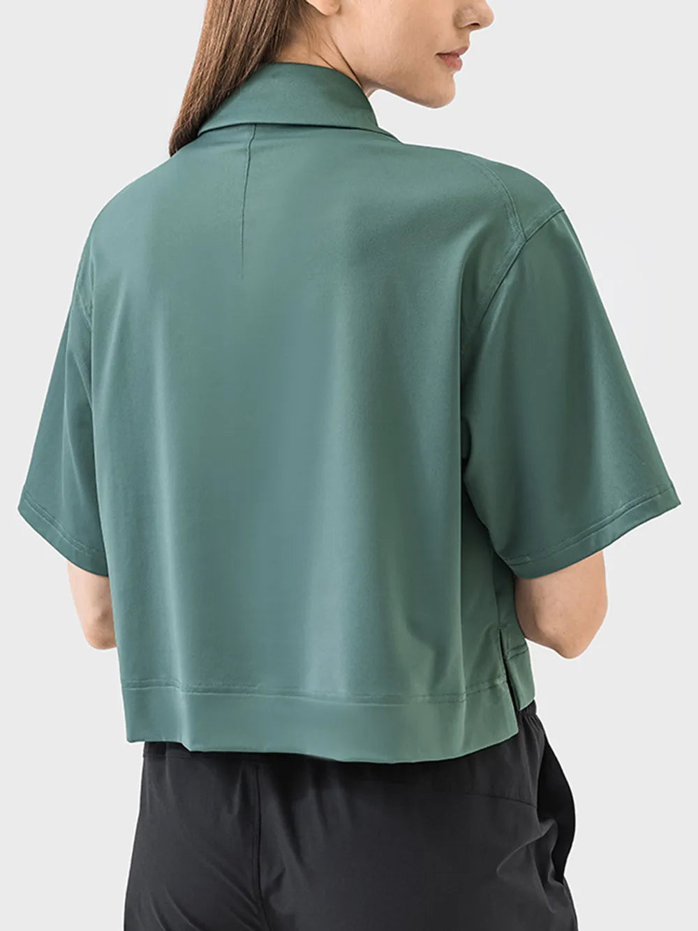 Half Button Short Sleeve Active T-Shirt in Sherbet for Women