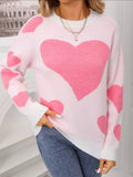 Valentines Day Heart Crew Neck Sweater in Classic in White for Women