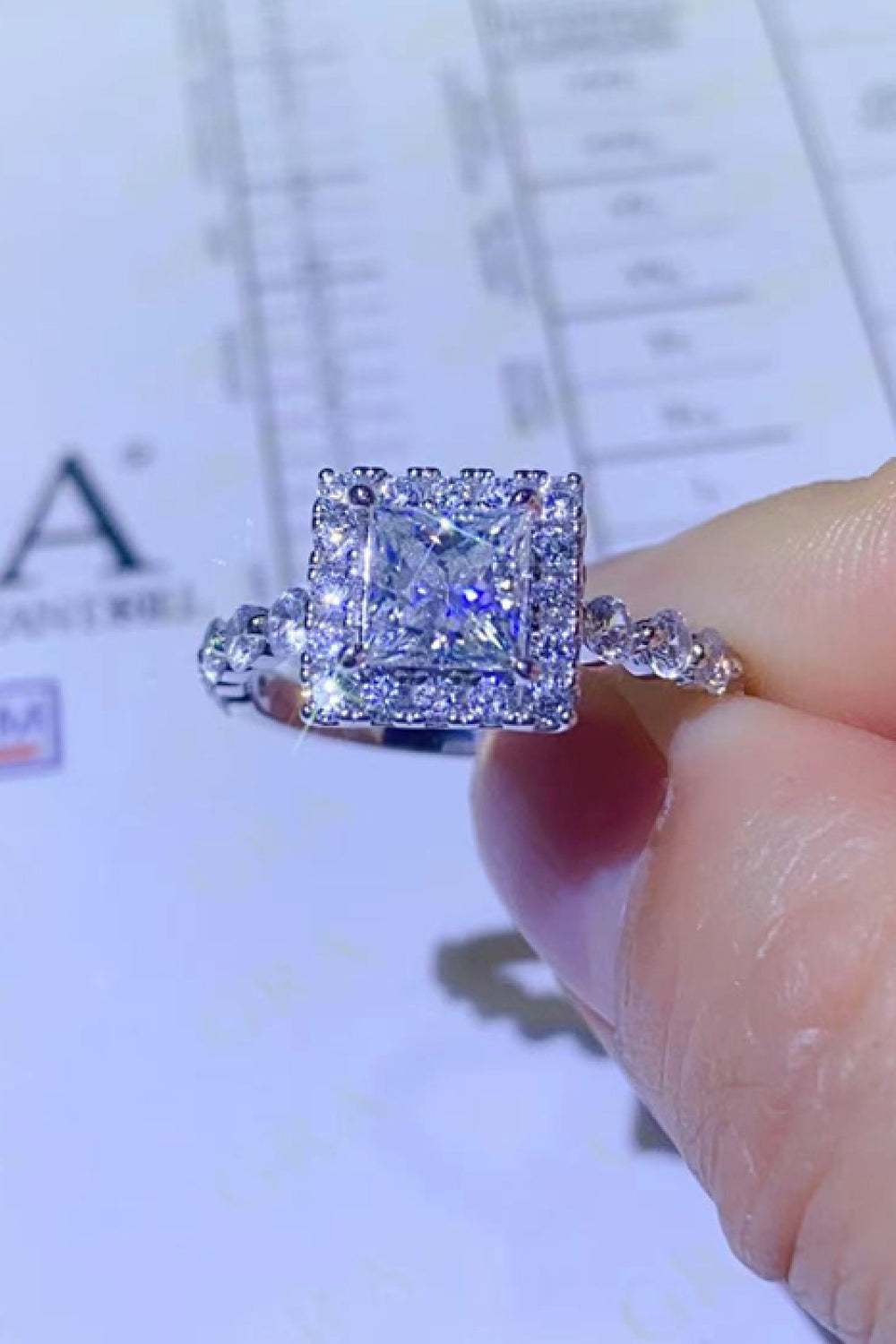 Adored 1 Carat Moissanite Square Ring in White for Women