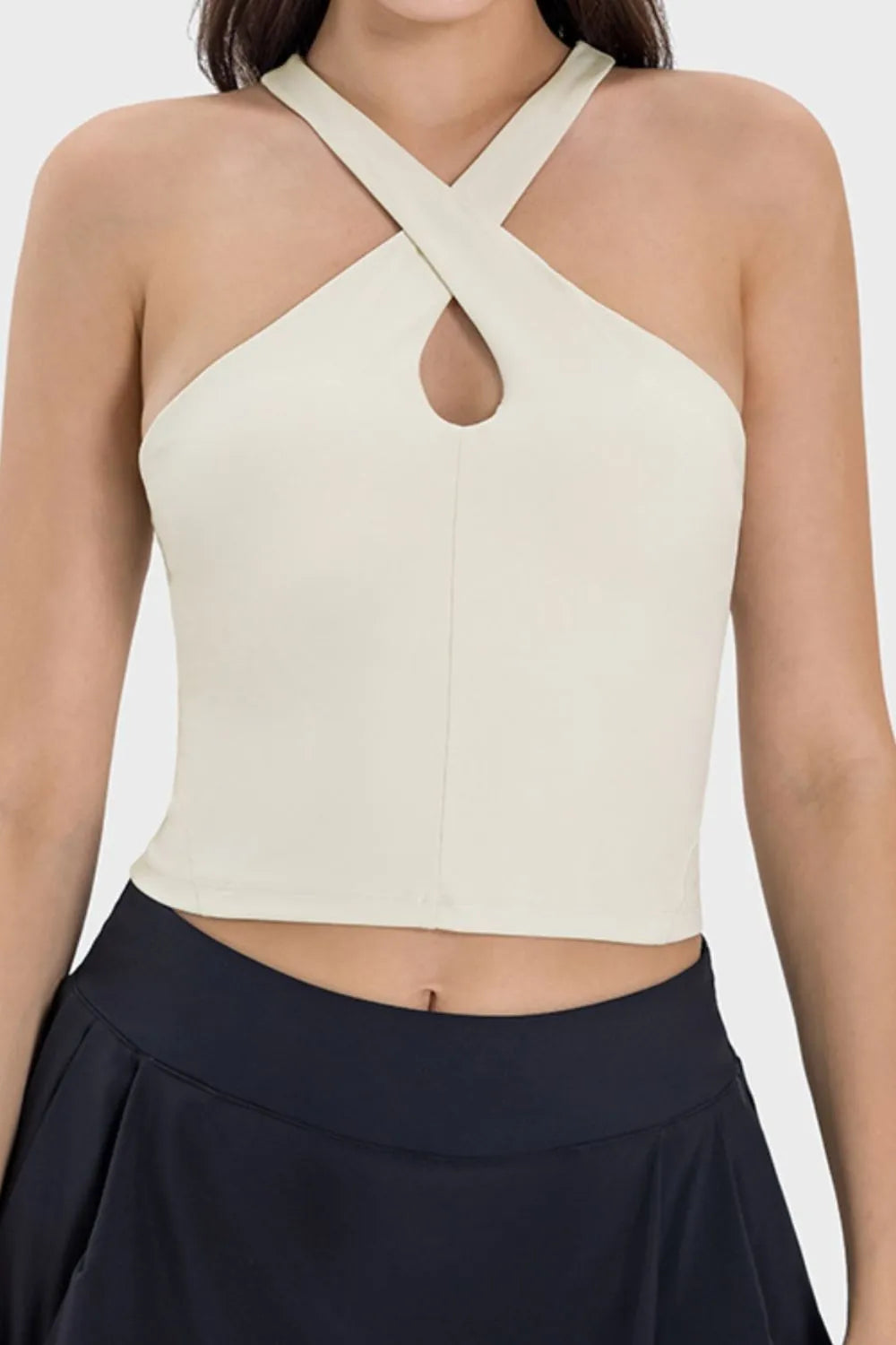 Crisscross Grecian Neck Active Cami in Black for Women