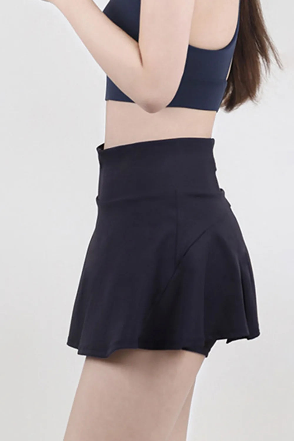 High Waist Pleated Active Skirt in Dark Gray for Women