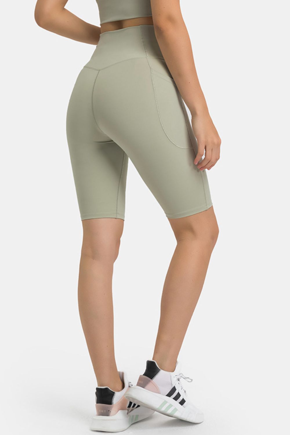 High Waist Biker Shorts with Pockets in Leopard for Women