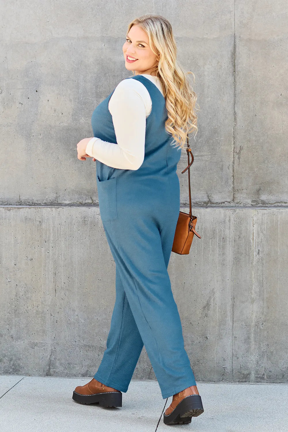 Plus Size Sleeveless Straight Jumpsuit in Black for Women