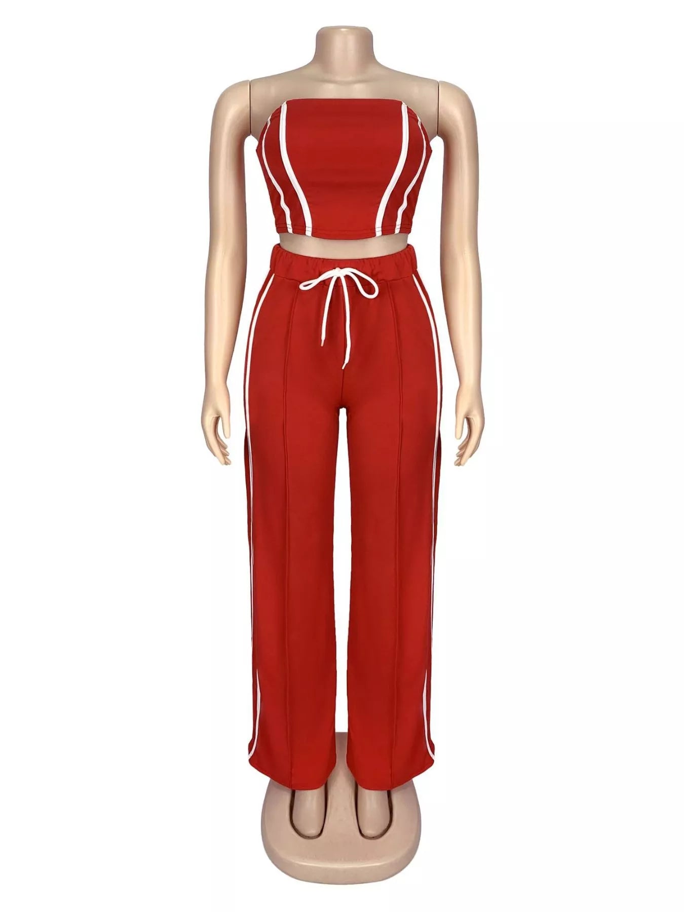 Sleeveless Tube Top and Wide Leg Pants Set for Women