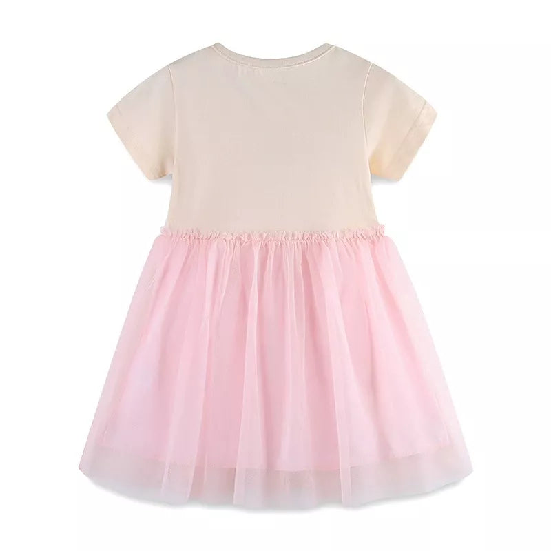 Ballerina Graphic Tulle Dress in Dusty Pink for Girls