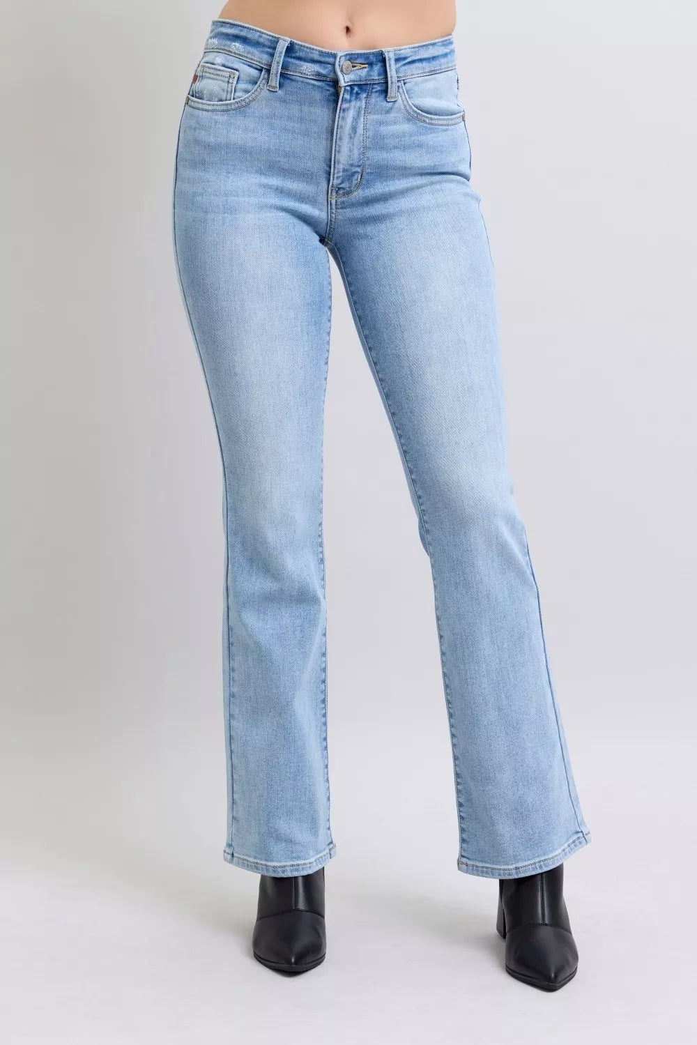 Mid Rise Thermal Bootcut Jeans in Light for Women