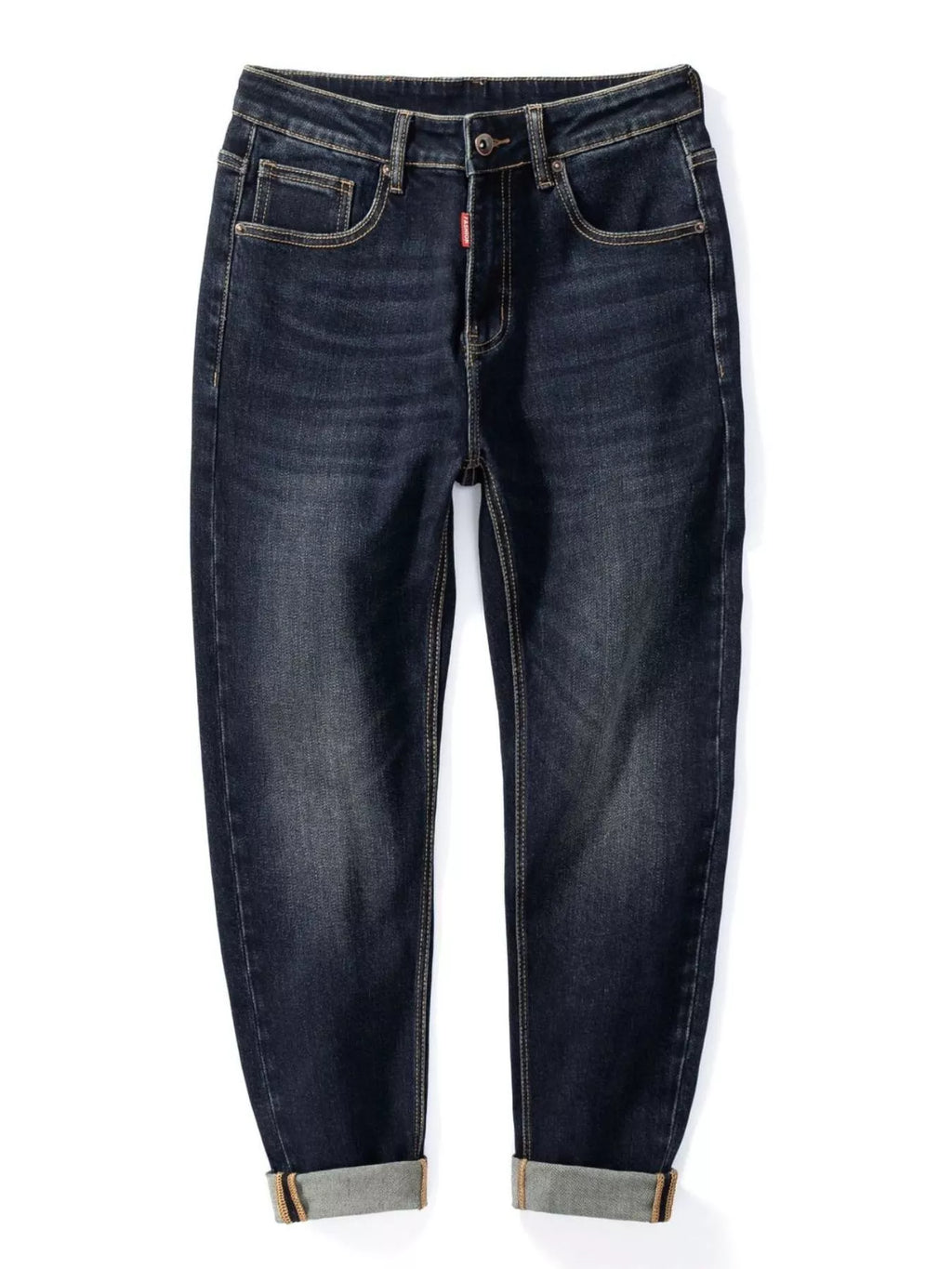 Straight Leg Washed Jeans in Dark Navy for Men