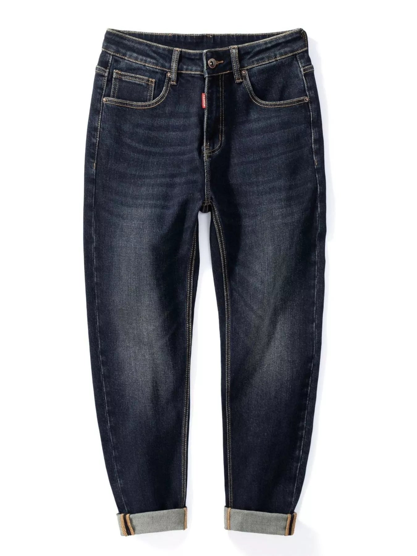 Straight Leg Washed Jeans in Dark Navy for Men
