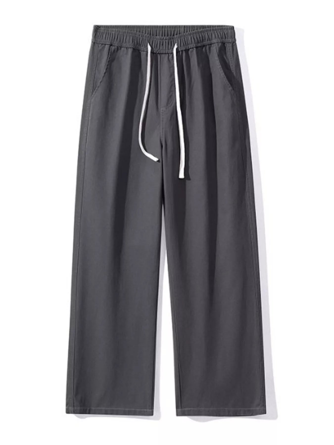 Relaxed Fit Drawstring Pants Plus Size in Black in Khaki for Men