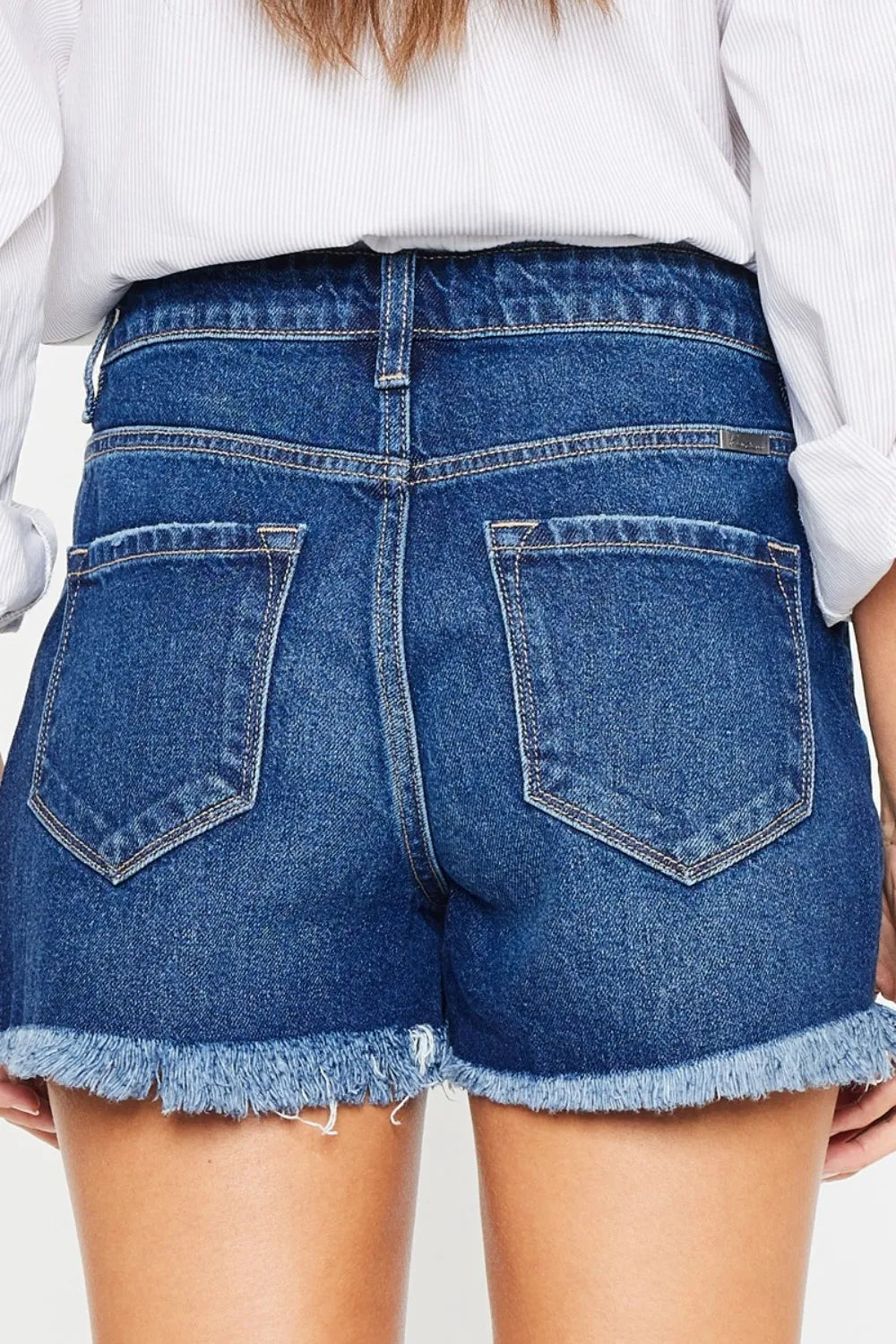 High Rise Frayed Hem Denim Shorts for Women