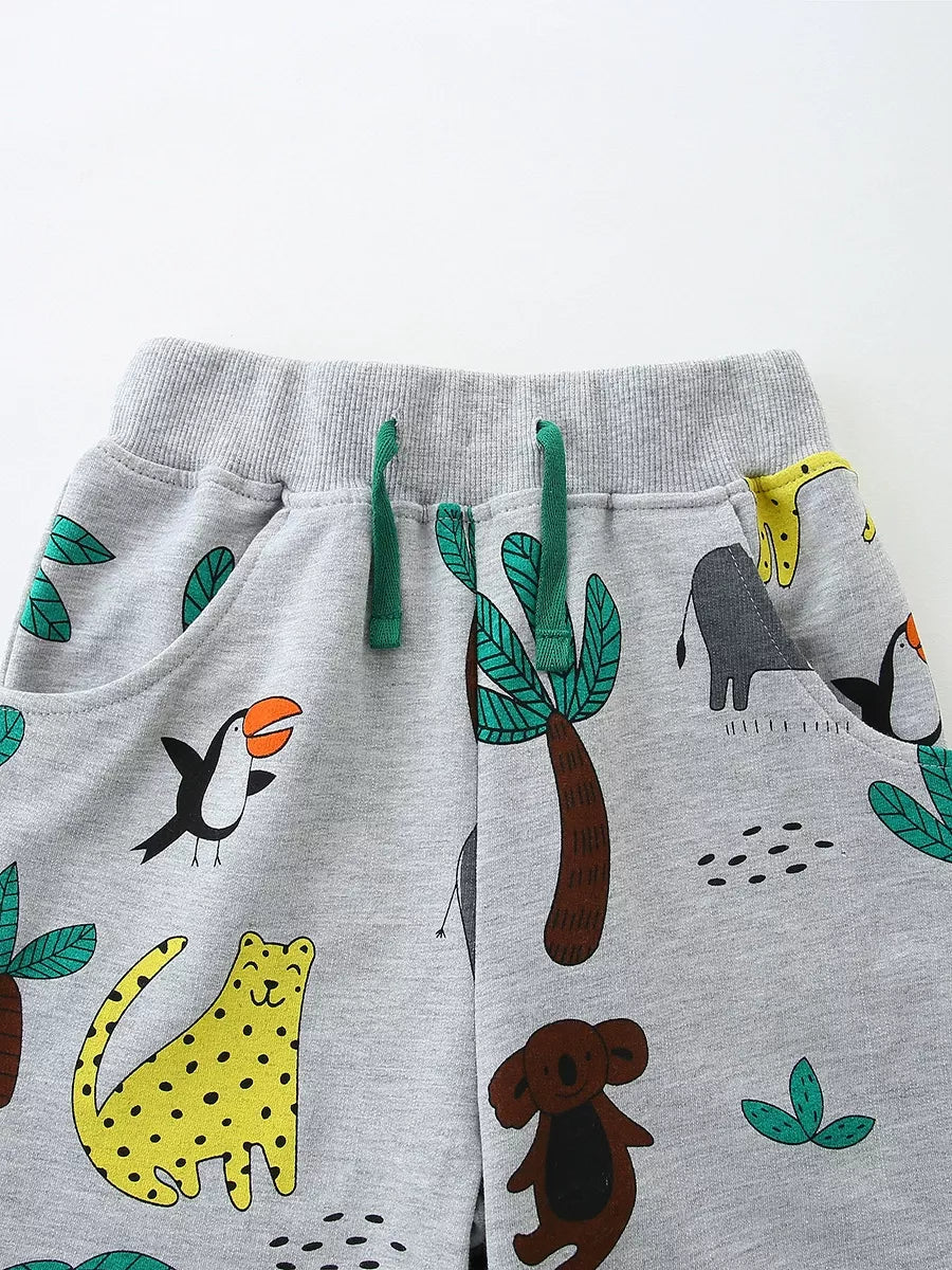 Frog Print Short Sleeve Tee and Shorts Set in Turquoise for Boys