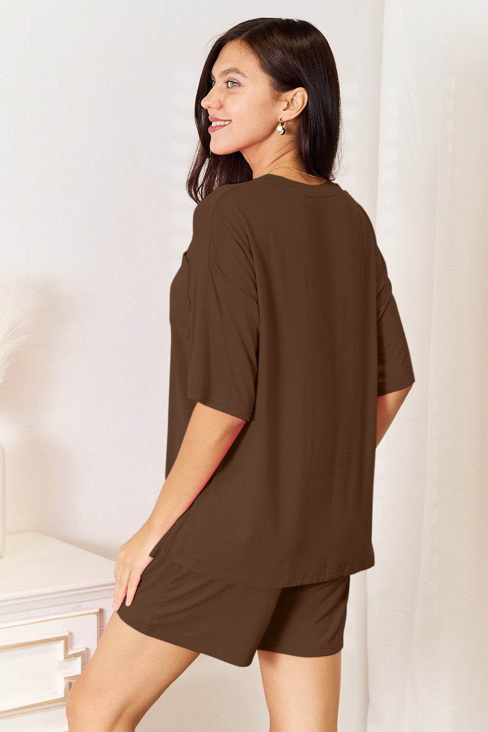 Plus Size Soft Rayon Half Sleeve Top and Shorts Set in Hot Pink for Women