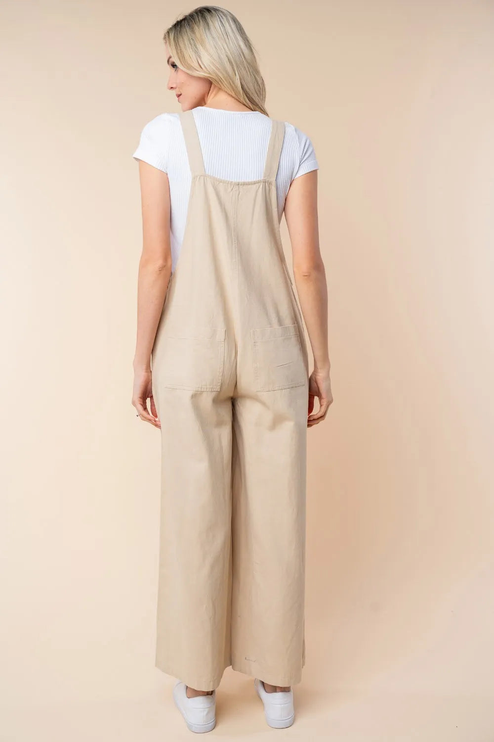 Sleeveless Wide Leg Jumpsuit in Oatmeal for Women