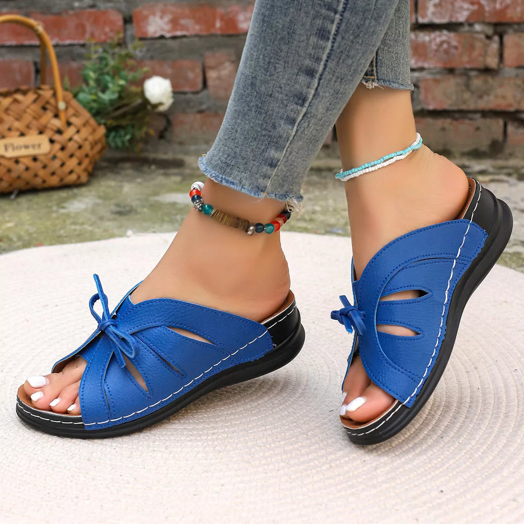 Open Toe Wedge Sandals in Blue for Women
