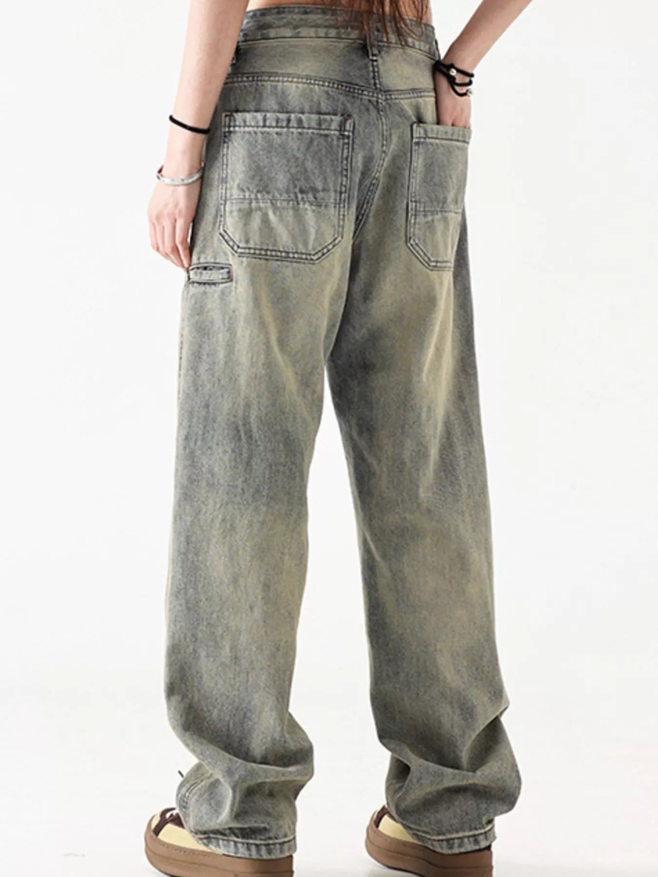 Vintage Wash Loose Fit Jeans in Air Force Blue for Men
