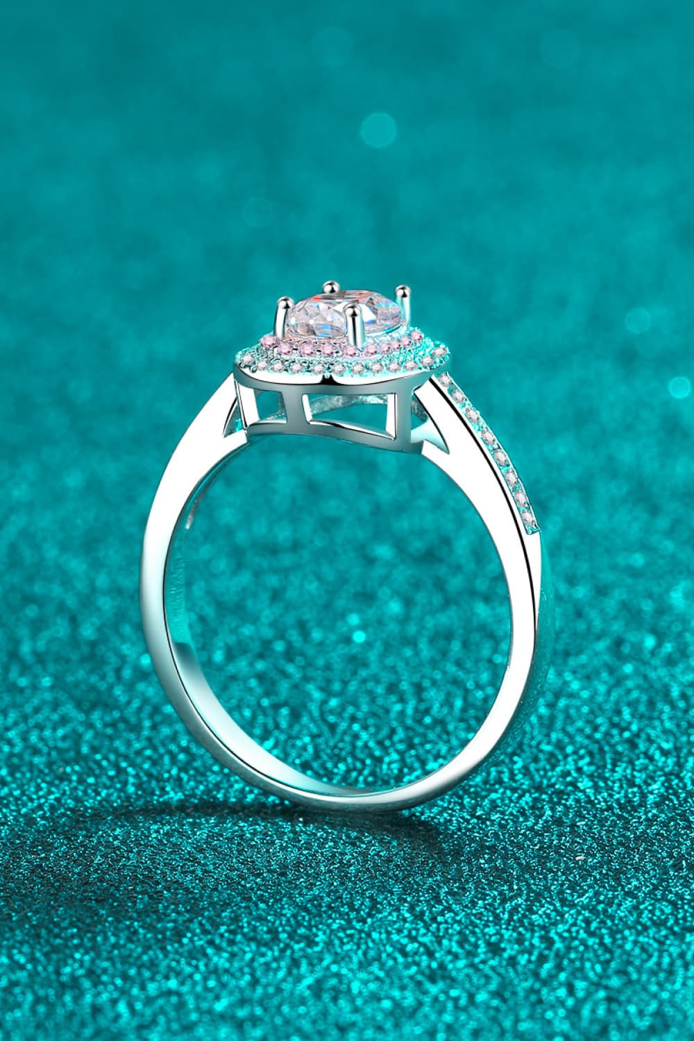 1 Carat Moissanite 925 Sterling Silver Halo Ring in Classic for Women