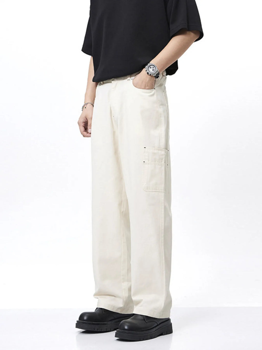 Plus Size Wide Leg Pants in Gray for Men