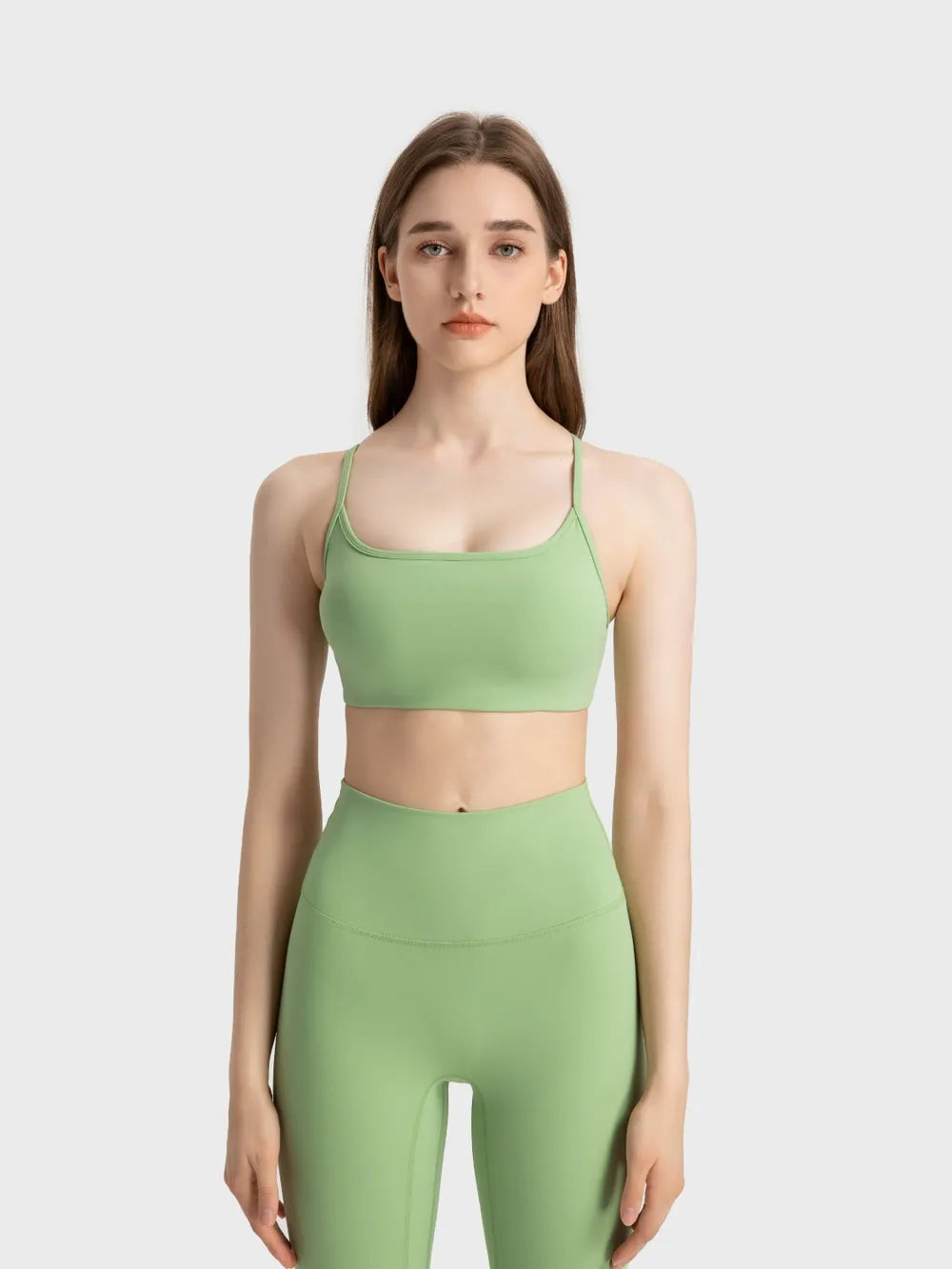 Crisscross Back Scoop Neck Active Cami with Detachable Chest Pads in Multicolor for Women