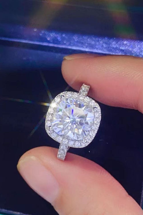 3 Carat Moissanite 925 Sterling Silver Square Ring in White for Women