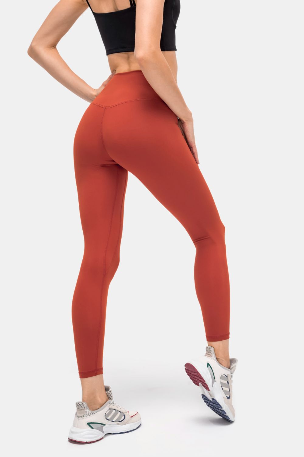 Invisible Pocket Sports Leggings in Brick Red for Women