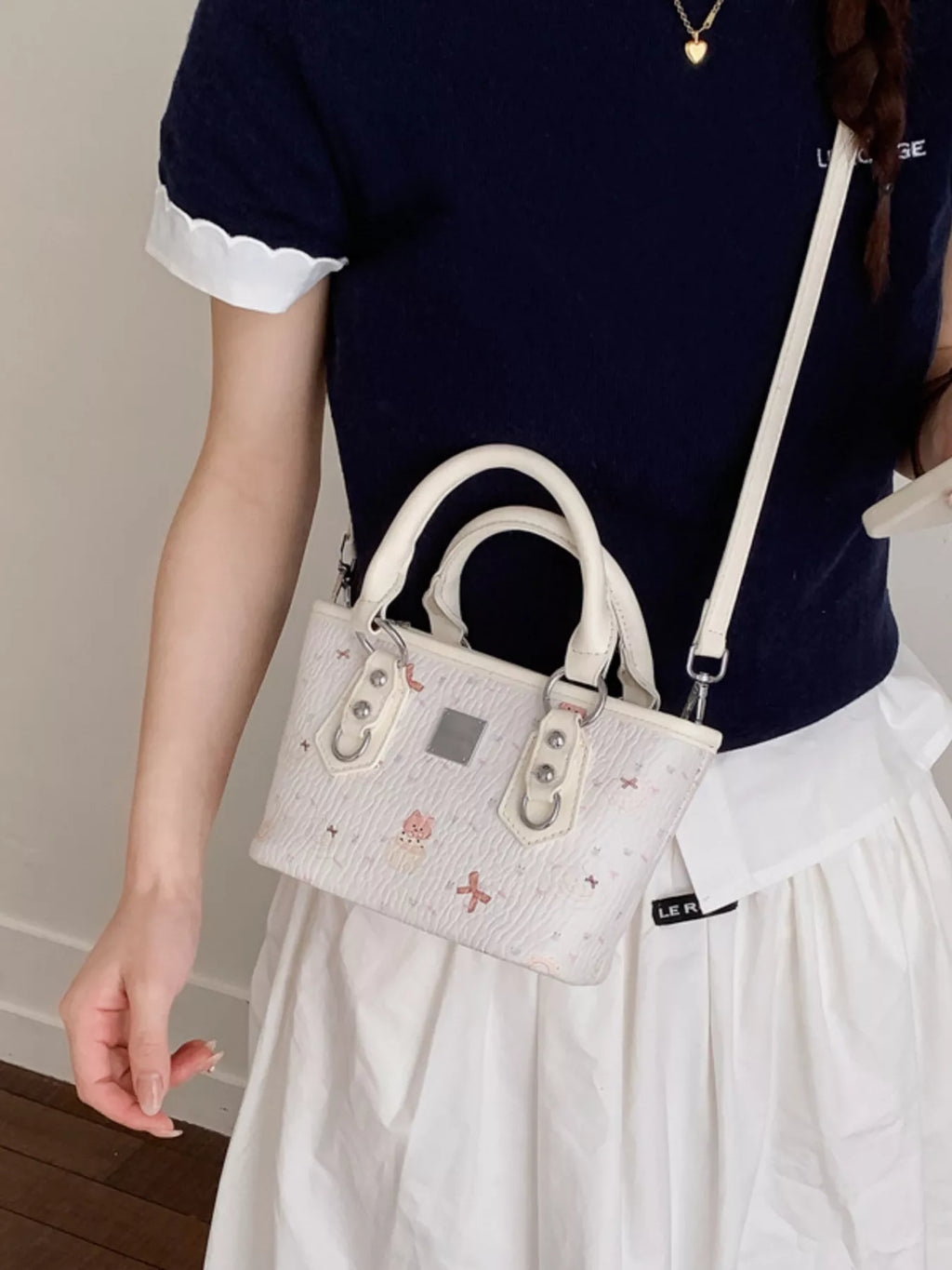 Plush Charm Patterned Crossbody Bag for Women