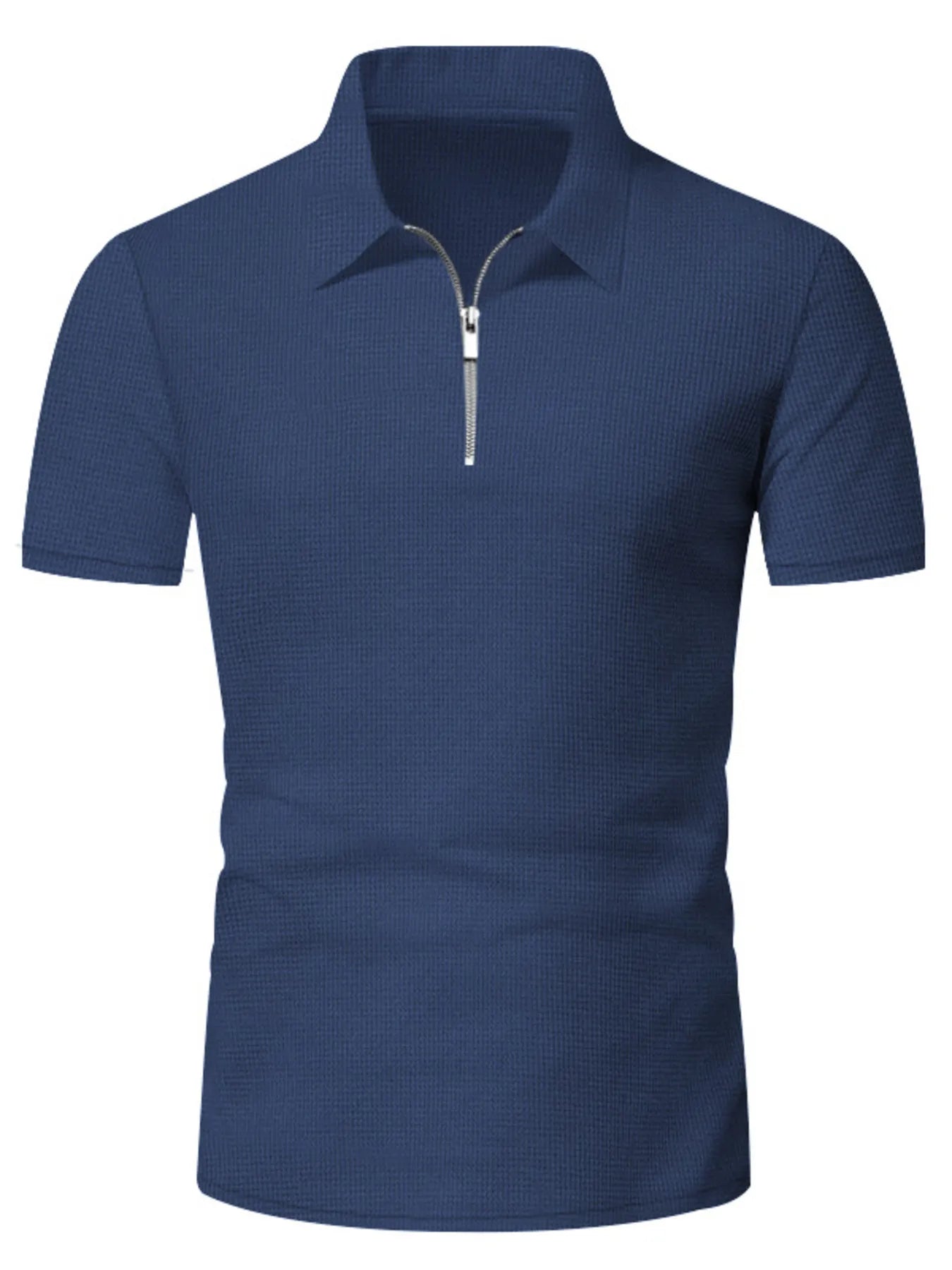 Plus Size Quarter Zip Short Sleeve Top and Shorts Set in Green for Men