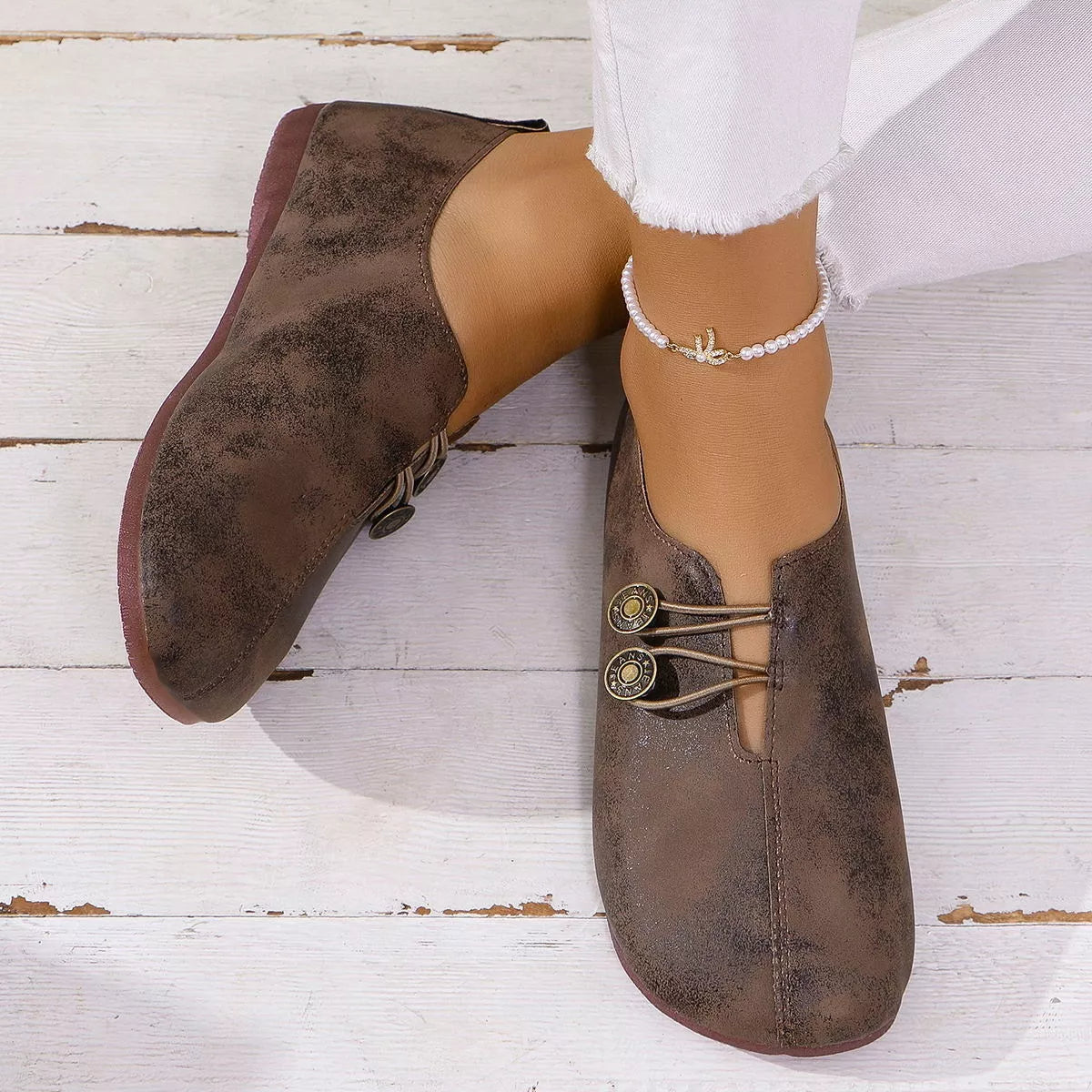 Round Toe Slip-Ons in Blue for Women