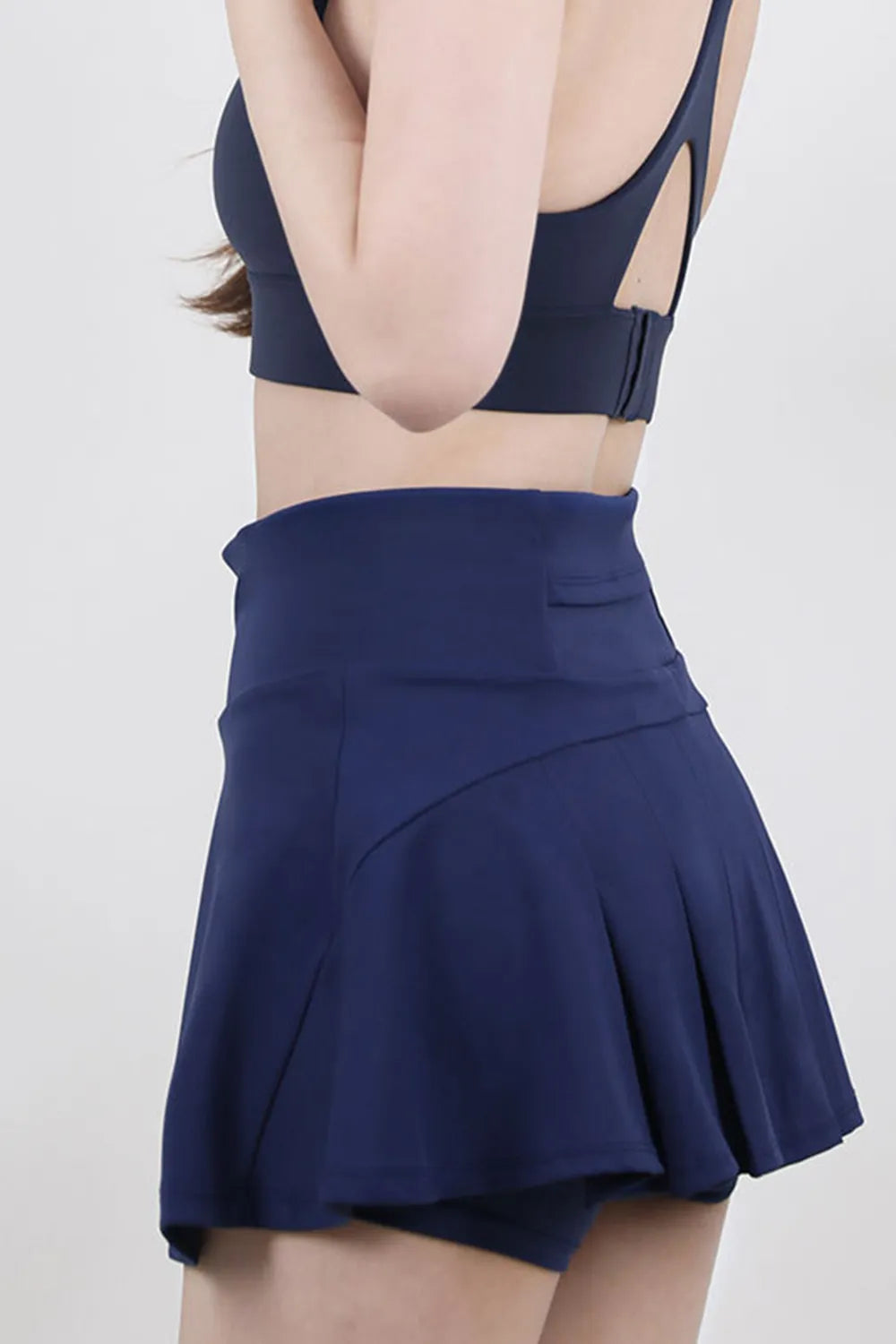 High Waist Pleated Active Skirt in Dark Blue for Women