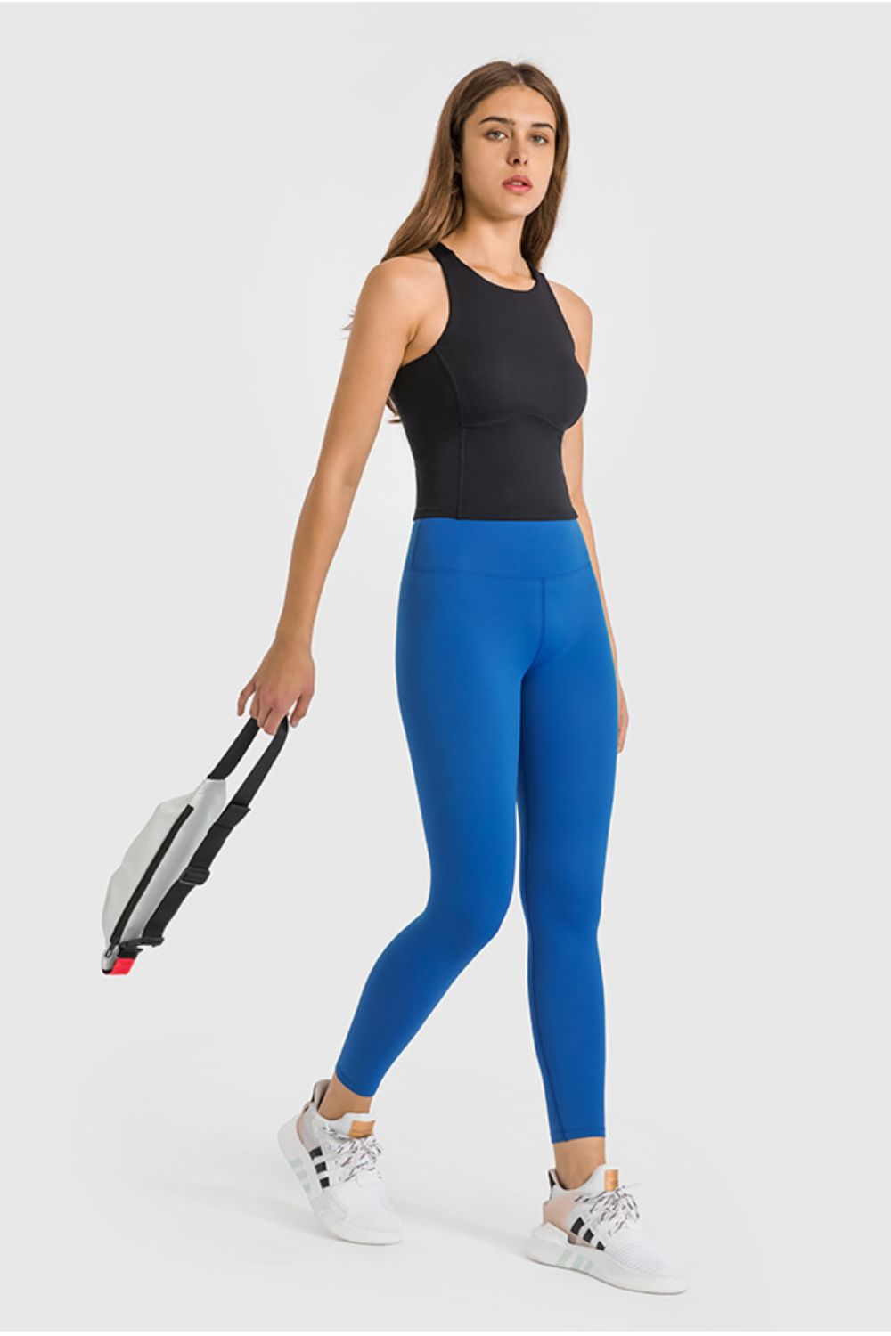 High Waist Ankle-Length Yoga Leggings in Dark Gray for Women