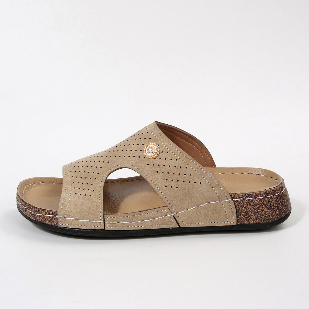 Open Toe Wedge Sandals in Burgundy for Women