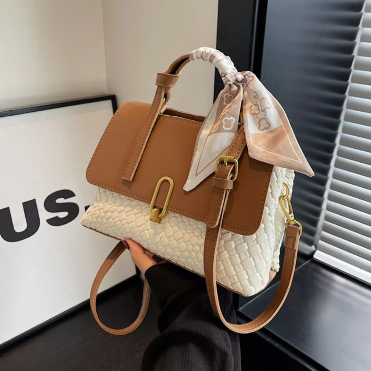 Textured Flap Crossbody Bag for Women