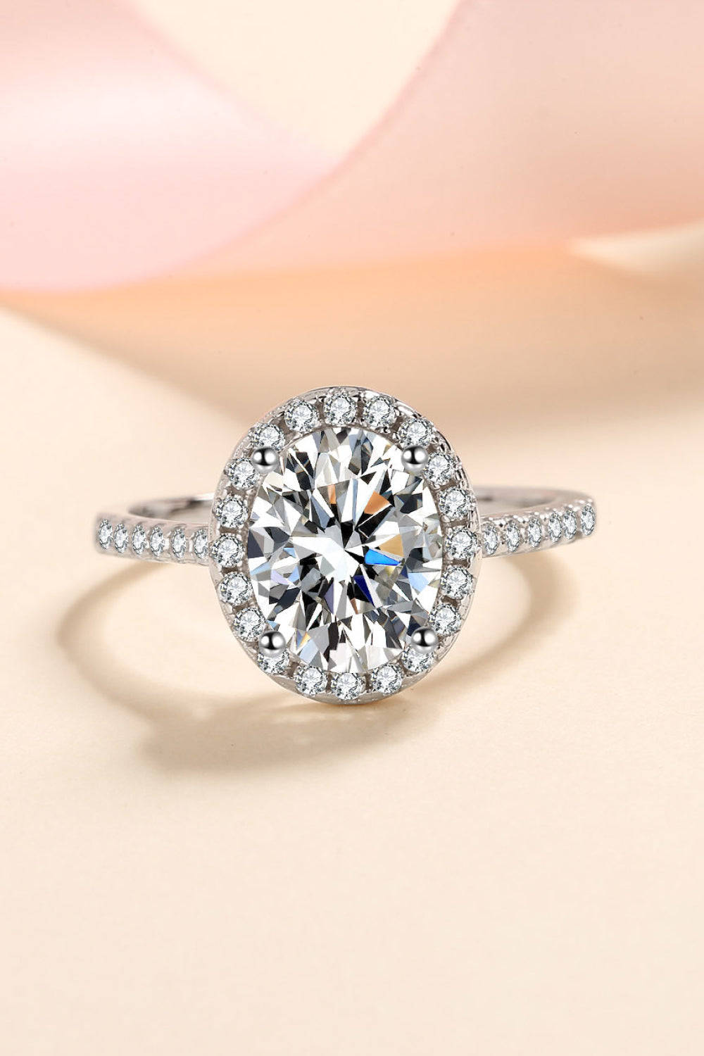 2 Carat Moissanite 925 Sterling Silver Halo Ring in Classic for Women