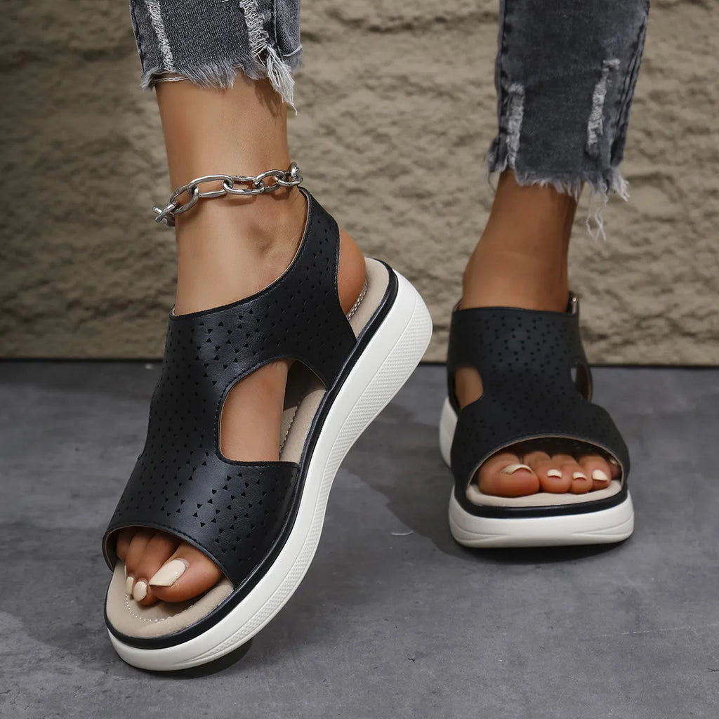 Cutout Platform Sandals in White for Women