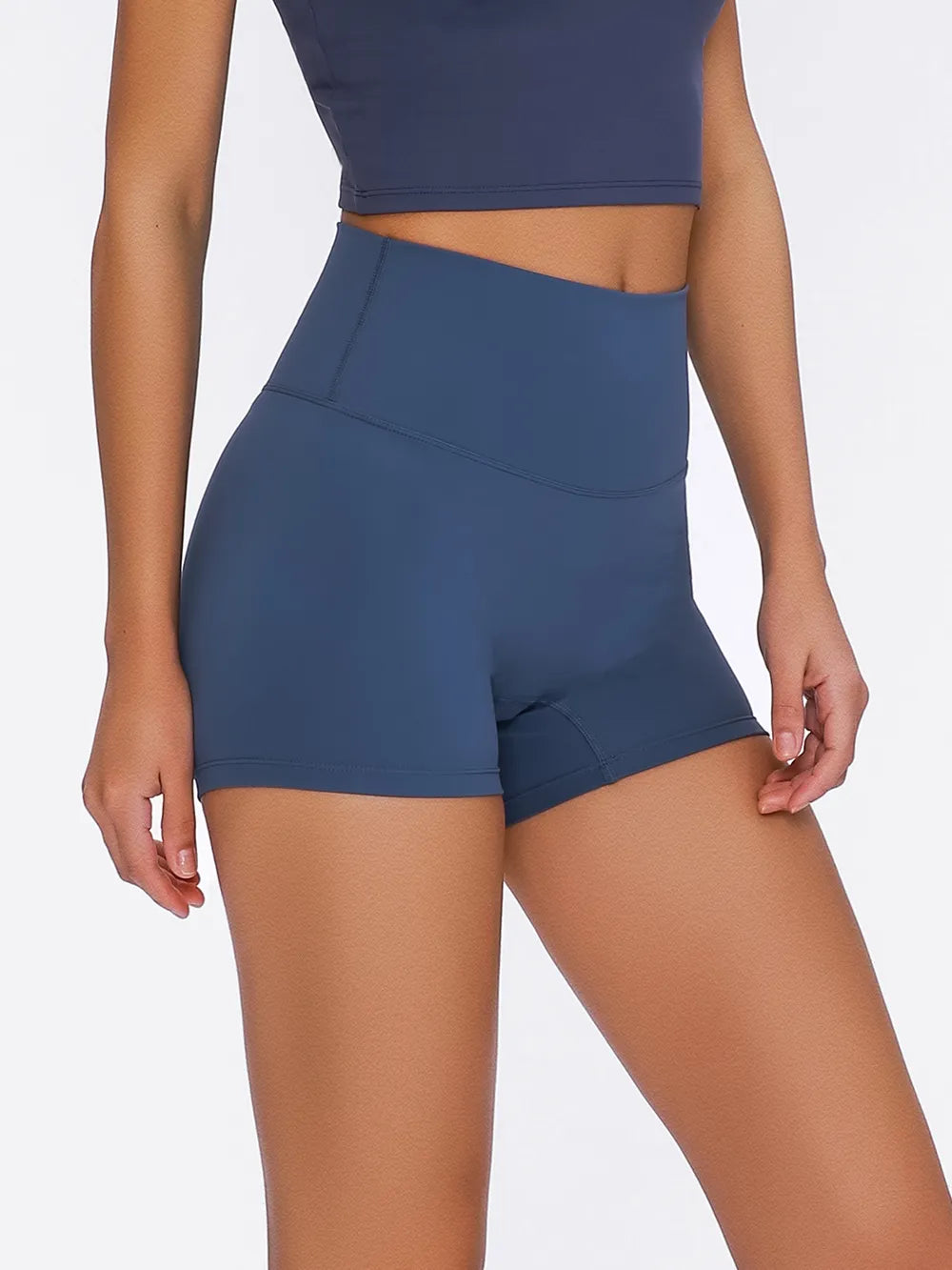 High Waist Active Shorts in Deep Dark Green in White for Women