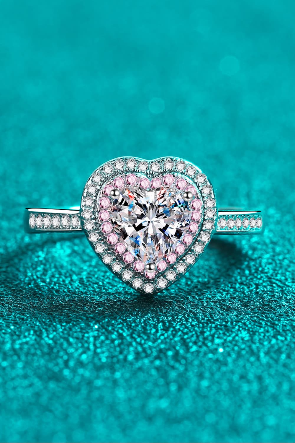 1 Carat Moissanite Heart 925 Sterling Silver Ring for Women