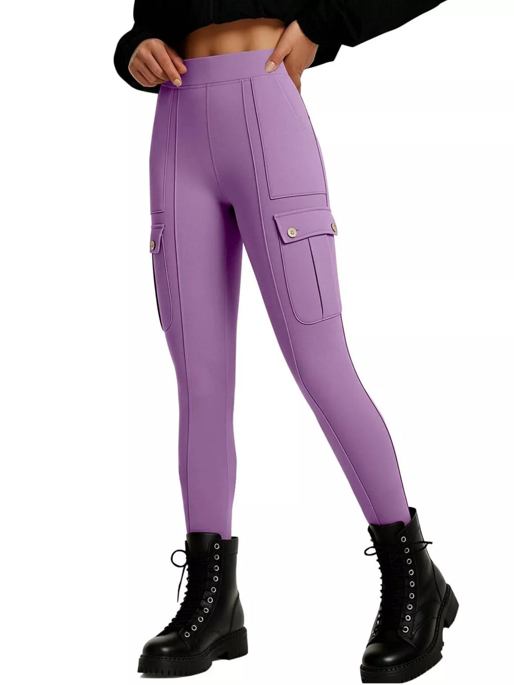 High Waist Active Pants in Black in Blue for Women