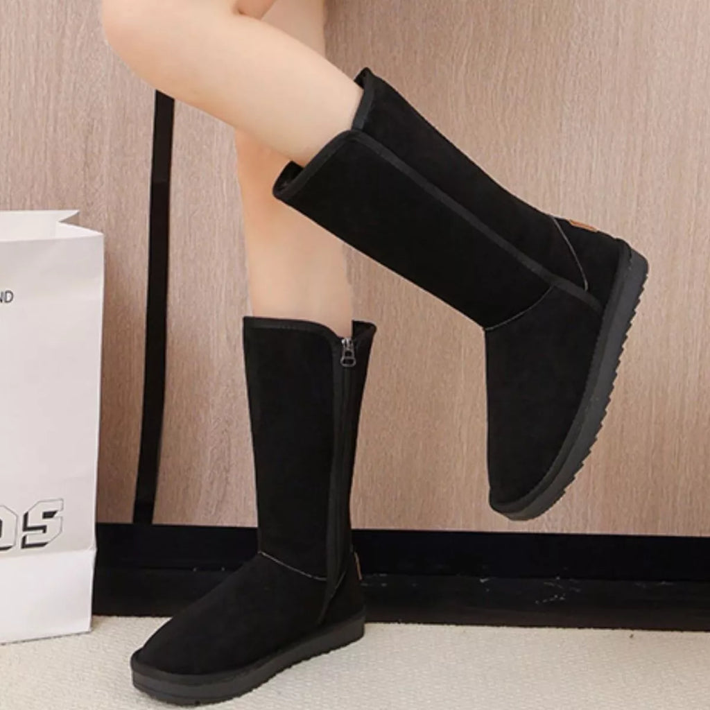 Knee-High Boots with Zipper in Silt Gray for Women
