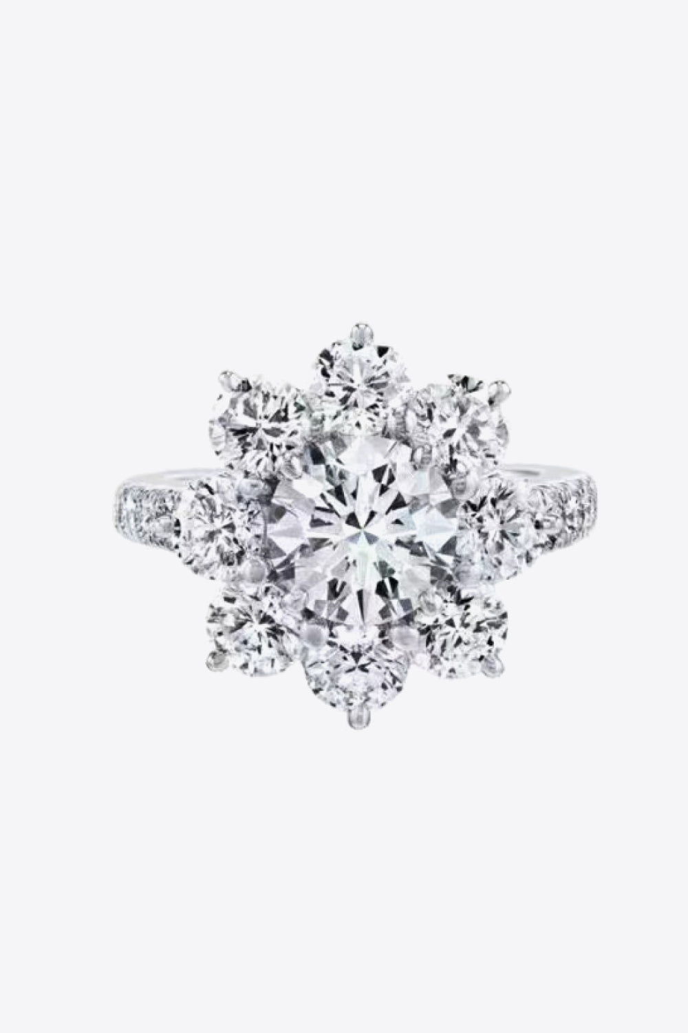 1 Carat Moissanite Flower Ring in Silver for Women